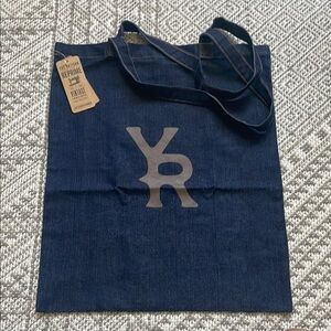 Kendra Scott- Yellow Rose Blue Denim Tote Bag with Logo